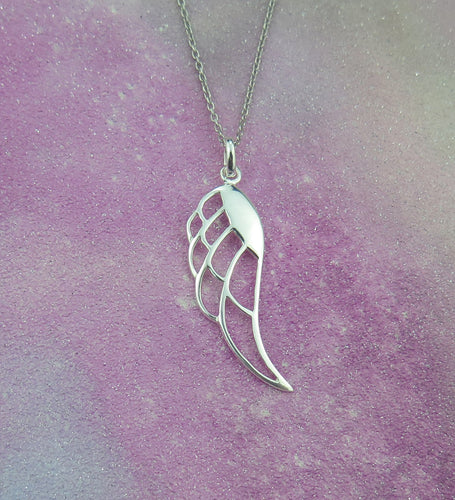 Guardian Angel Wing Solid 925 Sterling Silver Pendant Necklace