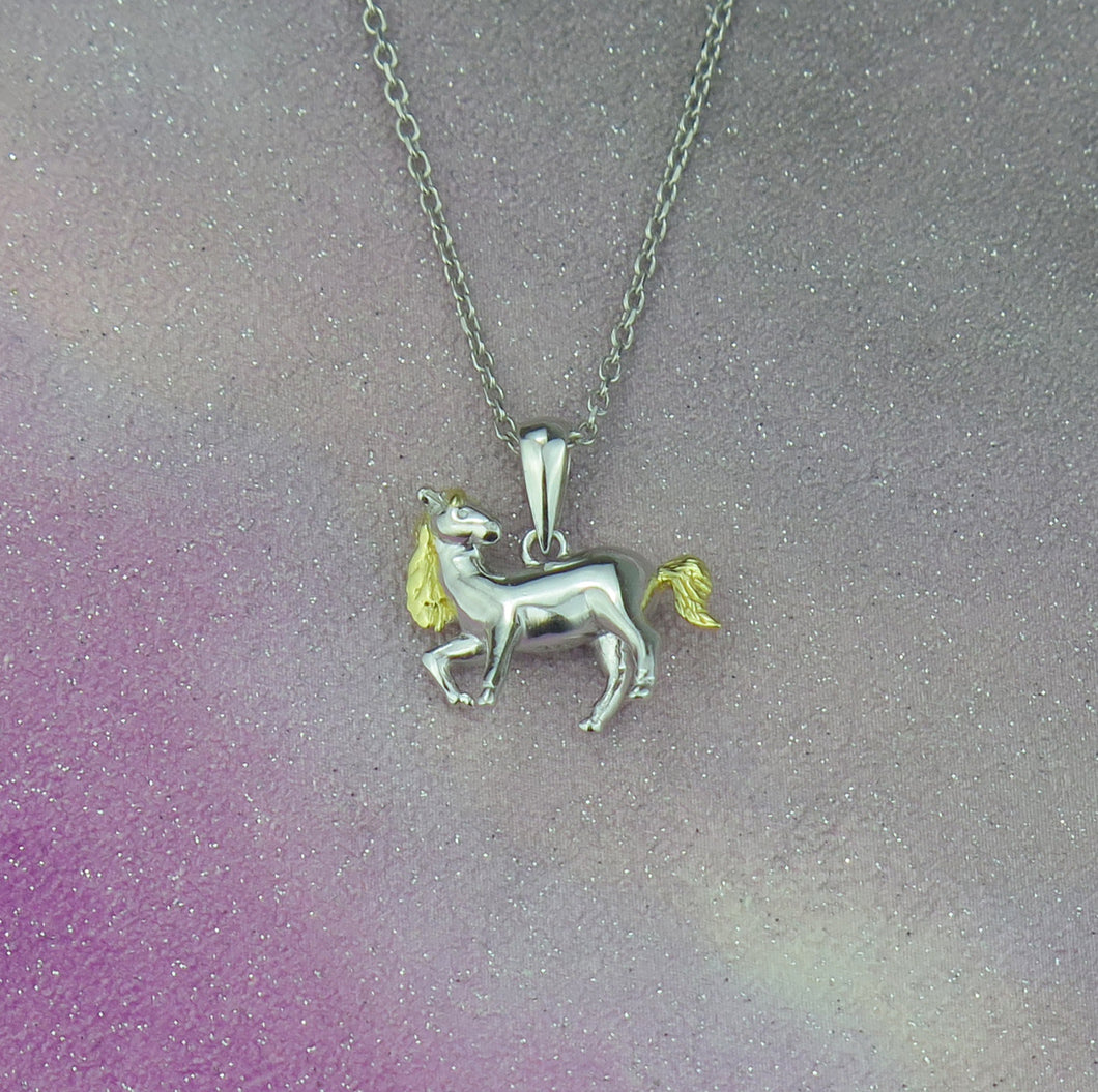 Sterling Silver Pony Horse Pendant Necklace