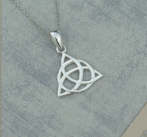 Celtic Triquetra Knot Solid 925 Sterling Silver Pendant Necklace