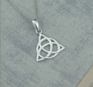 Celtic Triquetra Knot Solid 925 Sterling Silver Pendant Necklace
