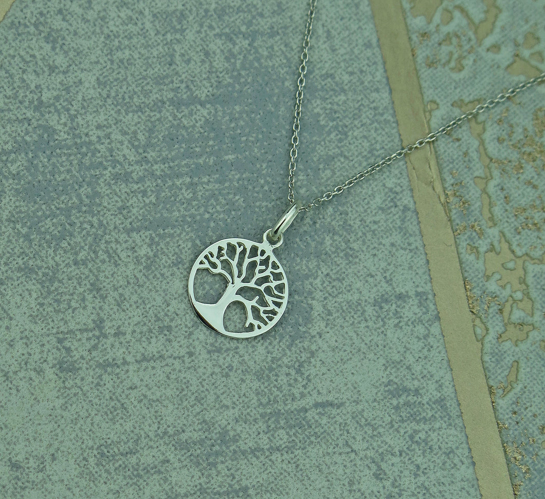Small Celtic Tree of Life Solid 925 Sterling Silver Pendant Necklace