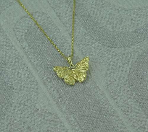 Sterling Silver Gold Plated Lucky Butterfly Pendant Necklace