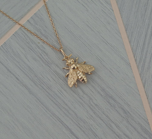 Sterling Silver Rose Gold Plated Lucky Bee Pendant Necklace