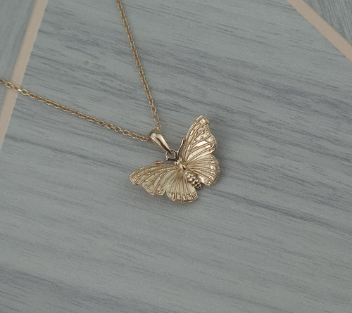 Sterling Silver Rose Gold Plated Lucky Butterfly Pendant Necklace