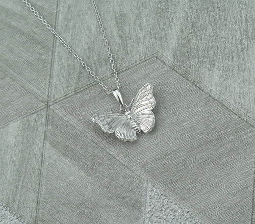 Sterling Silver Lucky Butterfly Pendant Necklace