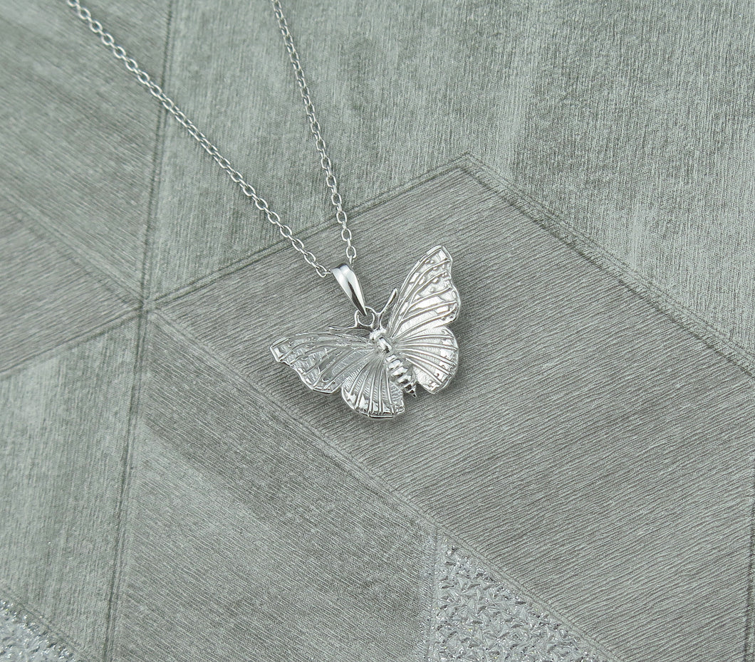 Sterling Silver Lucky Butterfly Pendant Necklace