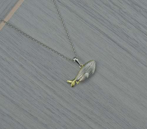 Sterling Silver Lucky Mother & Baby Whale Pendant Necklace