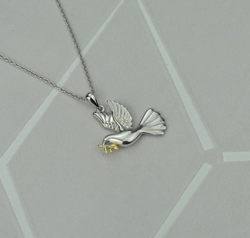 Sterling Silver Dove of Peace Pendant Necklace