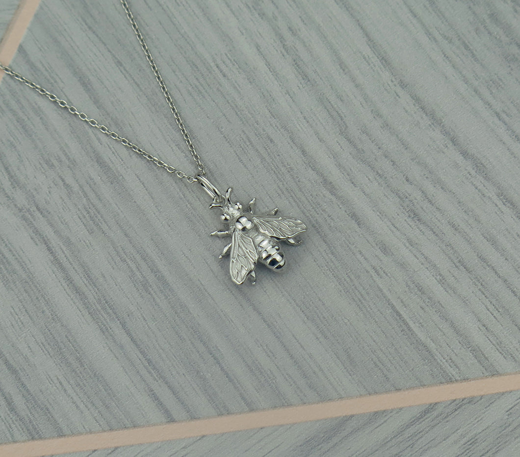Sterling Silver Lucky Bee Pendant Necklace