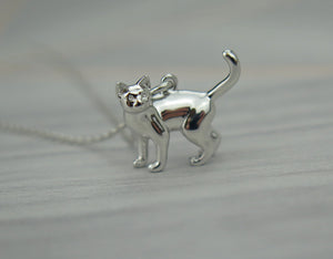 Sterling Silver Lucky Cat Pendant Necklace