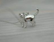 Sterling Silver Lucky Cat Pendant Necklace