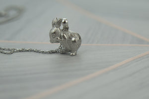 Sterling Silver Lucky Bunny Rabbit Pendant Necklace