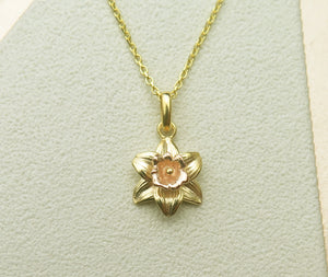 Sterling Silver Gold Plated Celtic Welsh Daffodil Pendant Necklace