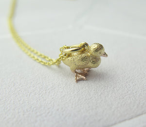 Sterling Silver Gold Plated Lucky Duckling Pendant Necklace