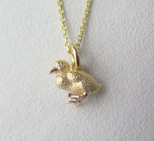 Load image into Gallery viewer, Sterling Silver Gold Plated Lucky Duckling Pendant Necklace