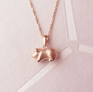 Sterling Silver Rose Gold Plated Guinea Pig Pendant Necklace