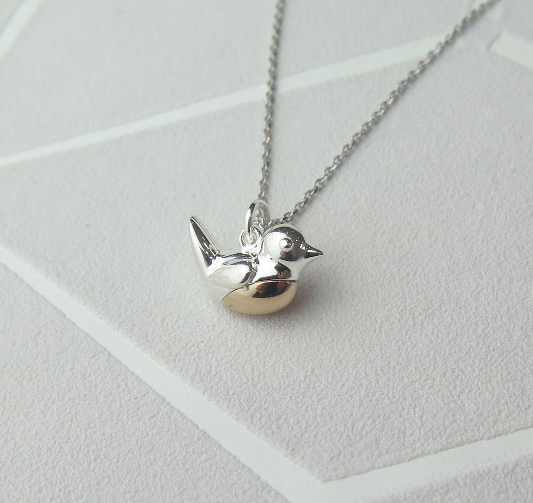 Sterling Silver Robin Pendant Necklace