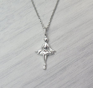 Solid 925 Sterling Silver Ballerina Pendant Necklace