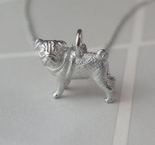 Load image into Gallery viewer, Sterling Silver Pug Pendant Necklace