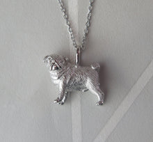 Load image into Gallery viewer, Sterling Silver Pug Pendant Necklace