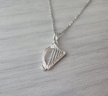 Load image into Gallery viewer, Sterling Silver Irish Harp Celtic Pendant Necklace