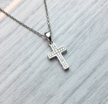 Load image into Gallery viewer, Solid 925 Sterling Silver or Rose Gold Christian Faith Jesus Cross Pendant Necklace