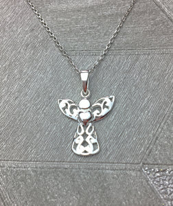 Sterling Silver Celtic Guardian Angel Filigree Necklace