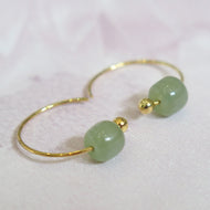 Sterling Silver Gold Plated Jade Earrings