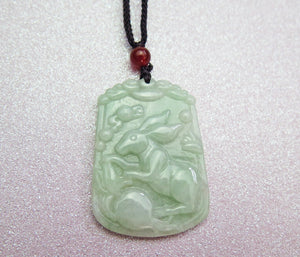Year of the Rabbit Jade Medallion Pendant Necklace