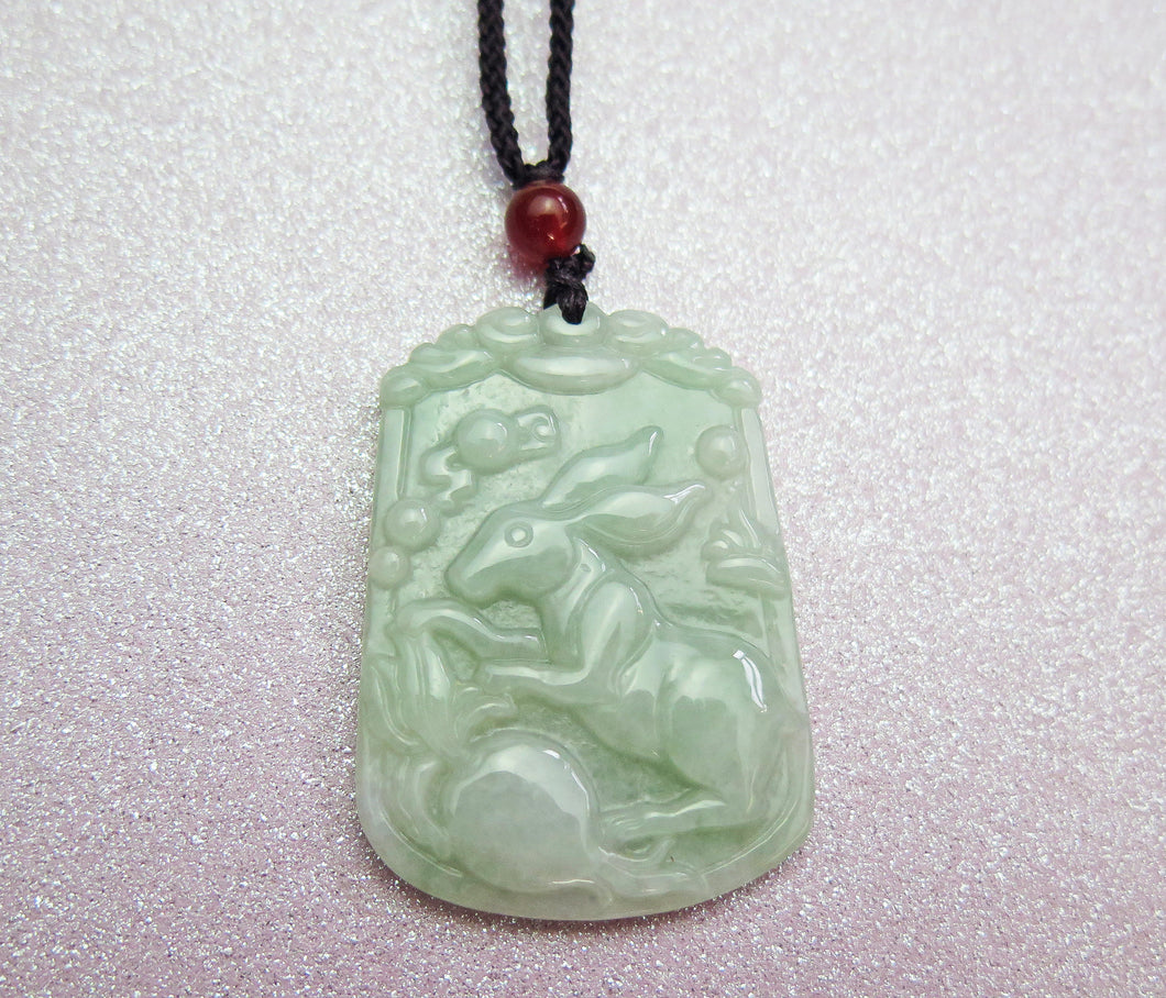 Year of the Rabbit Jade Medallion Pendant Necklace