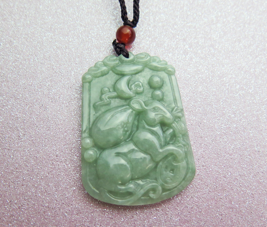 Year of the Rat Jade Medallion Pendant Necklace