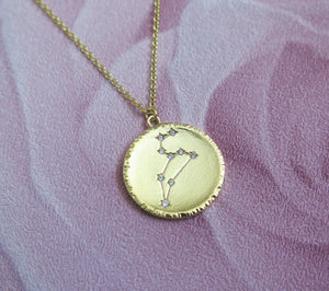 Gold Leo Star Constellation Zodiac Pendant