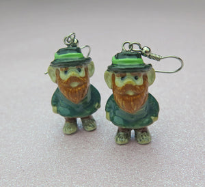 Lucky Irish Leprechaun Porcelain Earrings