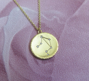 Gold Libra Star Constellation Zodiac Pendant