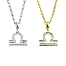 Load image into Gallery viewer, Gold &amp; Silver Plated Libra Horoscope Zodiac Czech Crystal Pendant Necklace