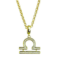 Load image into Gallery viewer, Gold &amp; Silver Plated Libra Horoscope Zodiac Czech Crystal Pendant Necklace