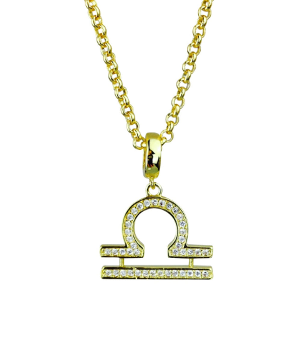 Gold & Silver Plated Libra Horoscope Zodiac Czech Crystal Pendant Necklace
