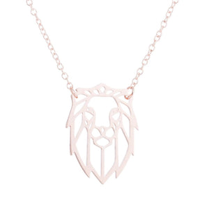 Rose Gold, Gold and Silver Plated Lion Origami Pendant Necklace