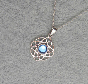 Sterling Silver Celtic Knot March Birthstone Pendant