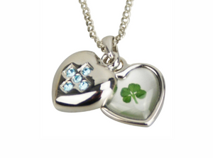Lucky Real Four Leaf Clover March Birthstone Pendant Necklace