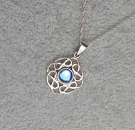 Sterling Silver Celtic Knot March Birthstone Pendant