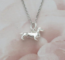 Load image into Gallery viewer, Solid 925 Sterling Silver Miniature Dachshund Pendant Necklace