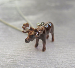 Moose Porcelain Pendant Necklace