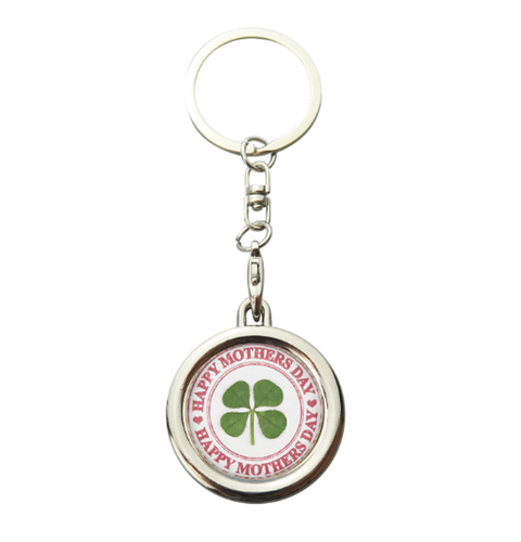 Lucky Real Four Leaf Clover Mother's Day Keyring Keychain
