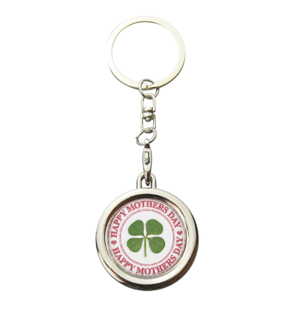 Lucky Real Four Leaf Clover Mother's Day Keyring Keychain
