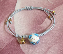 Load image into Gallery viewer, Lucky Feng Shui Cat Maneki Neko Ceramic Blue Bracelet
