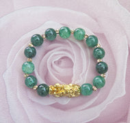 Chinese Pixiu Green and Gold Bracelet