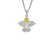 Sterling Silver Celtic Lucky November Angel Birthstone Pendant Necklace