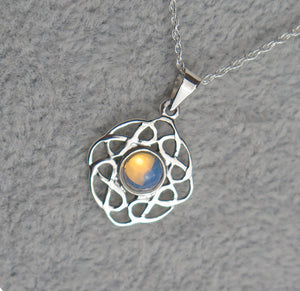 Sterling Silver Celtic Knot October Birthstone Pendant