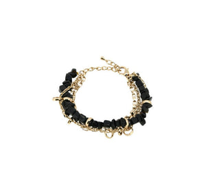 Black Onyx Gemstone Gold Plated Chain Protection Bracelet
